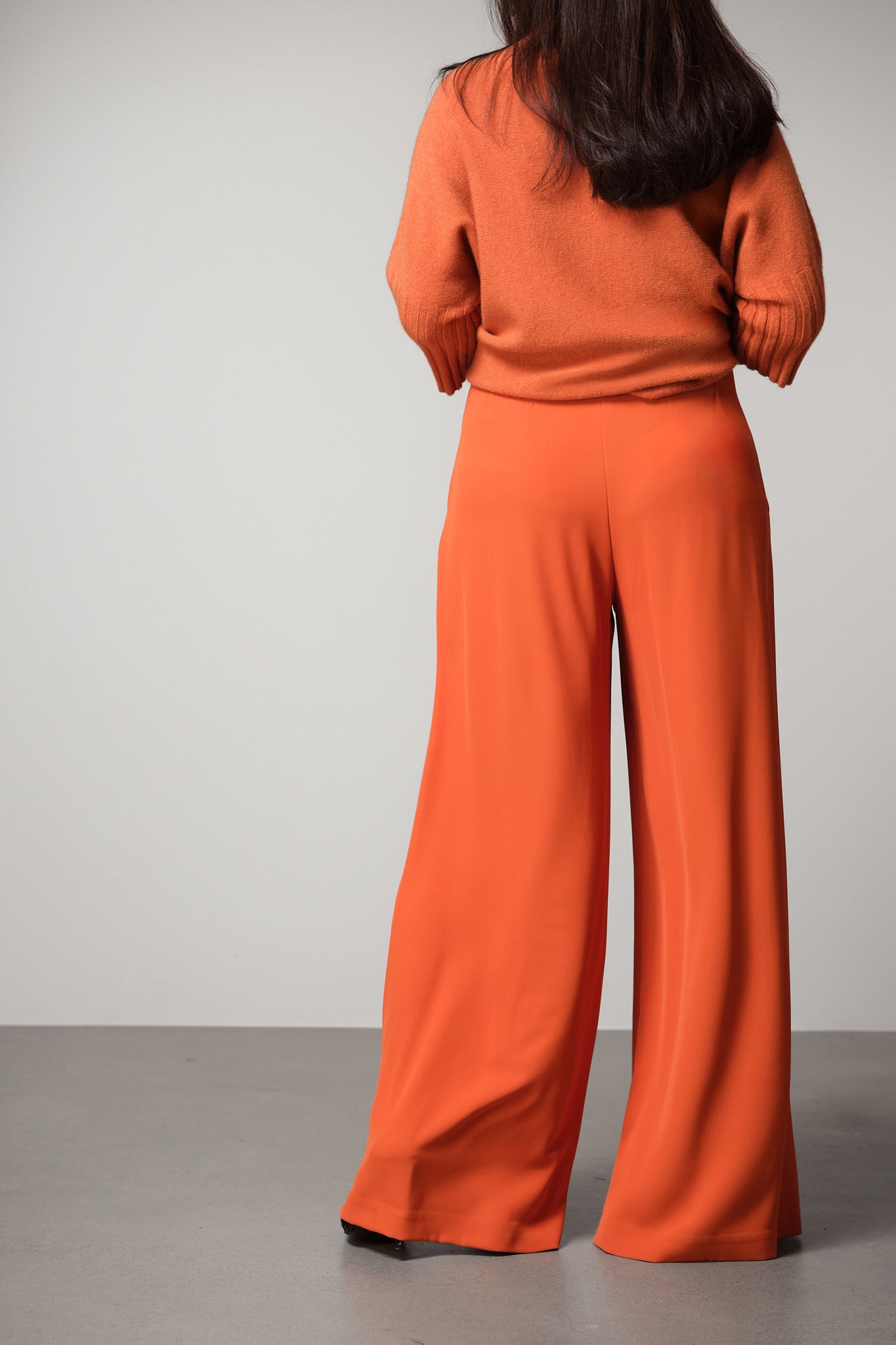 Orange Pleated Palazzo Trousers