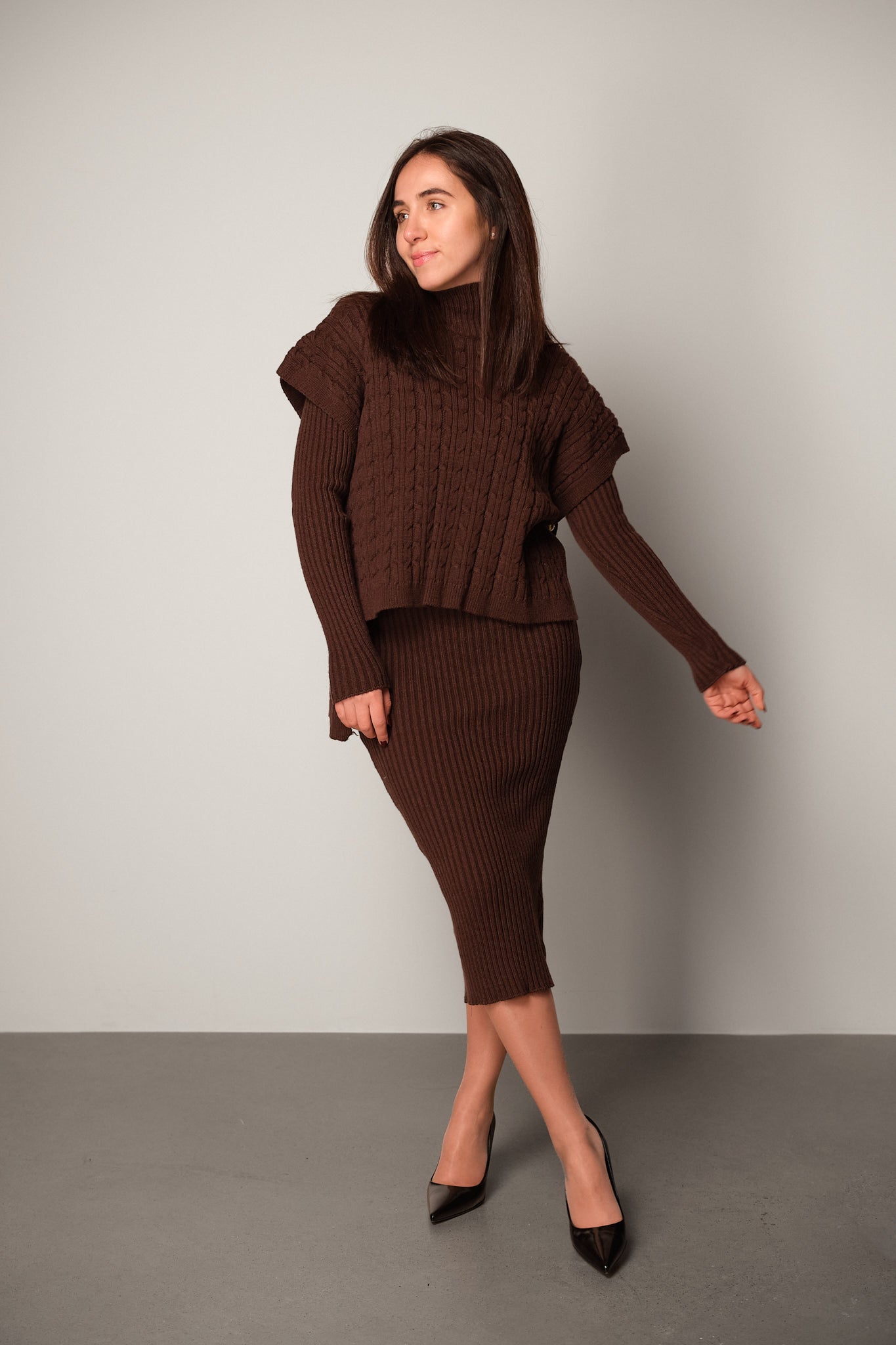 Knitted Dress with Vest