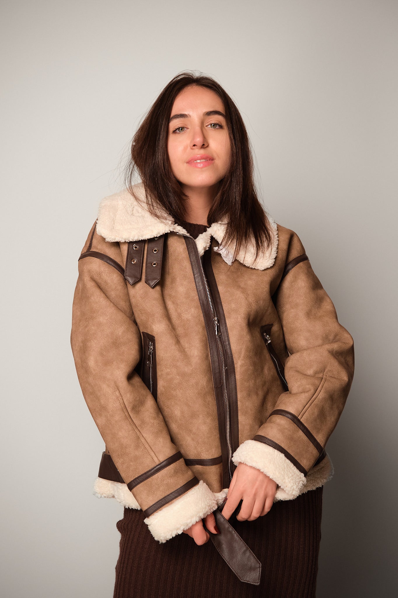 Faux Shearling Aviator Jacket