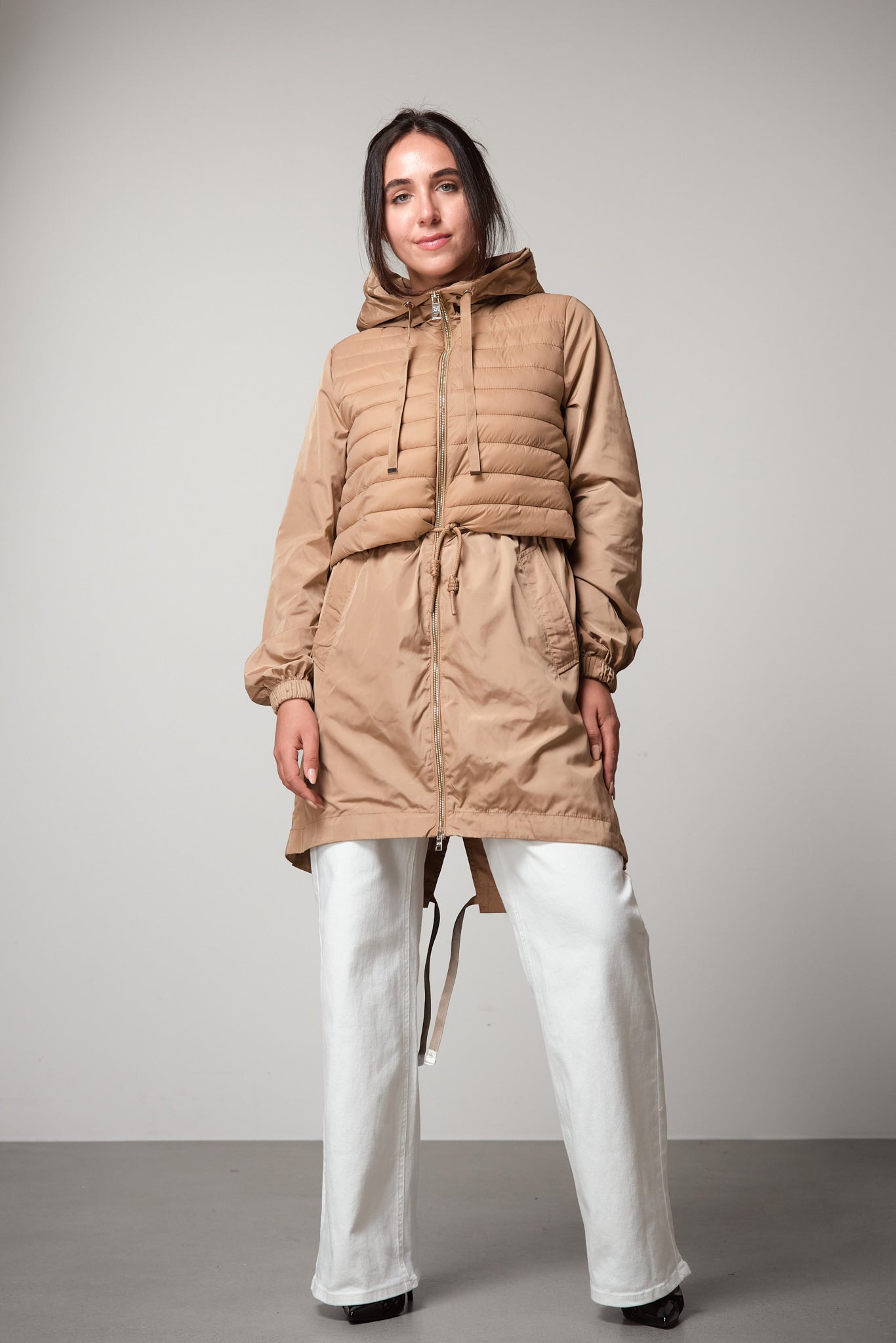 Beige Hooded Puffer Parka