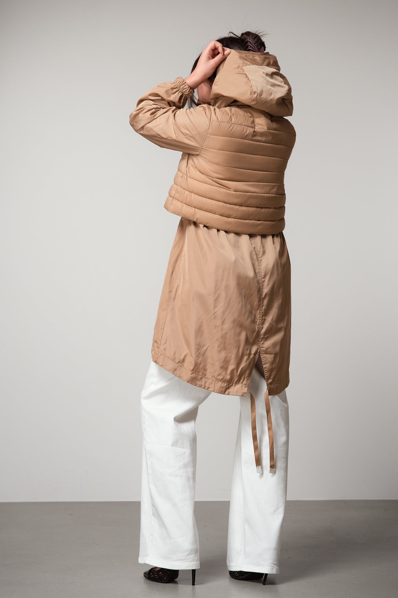 Beige Hooded Puffer Parka