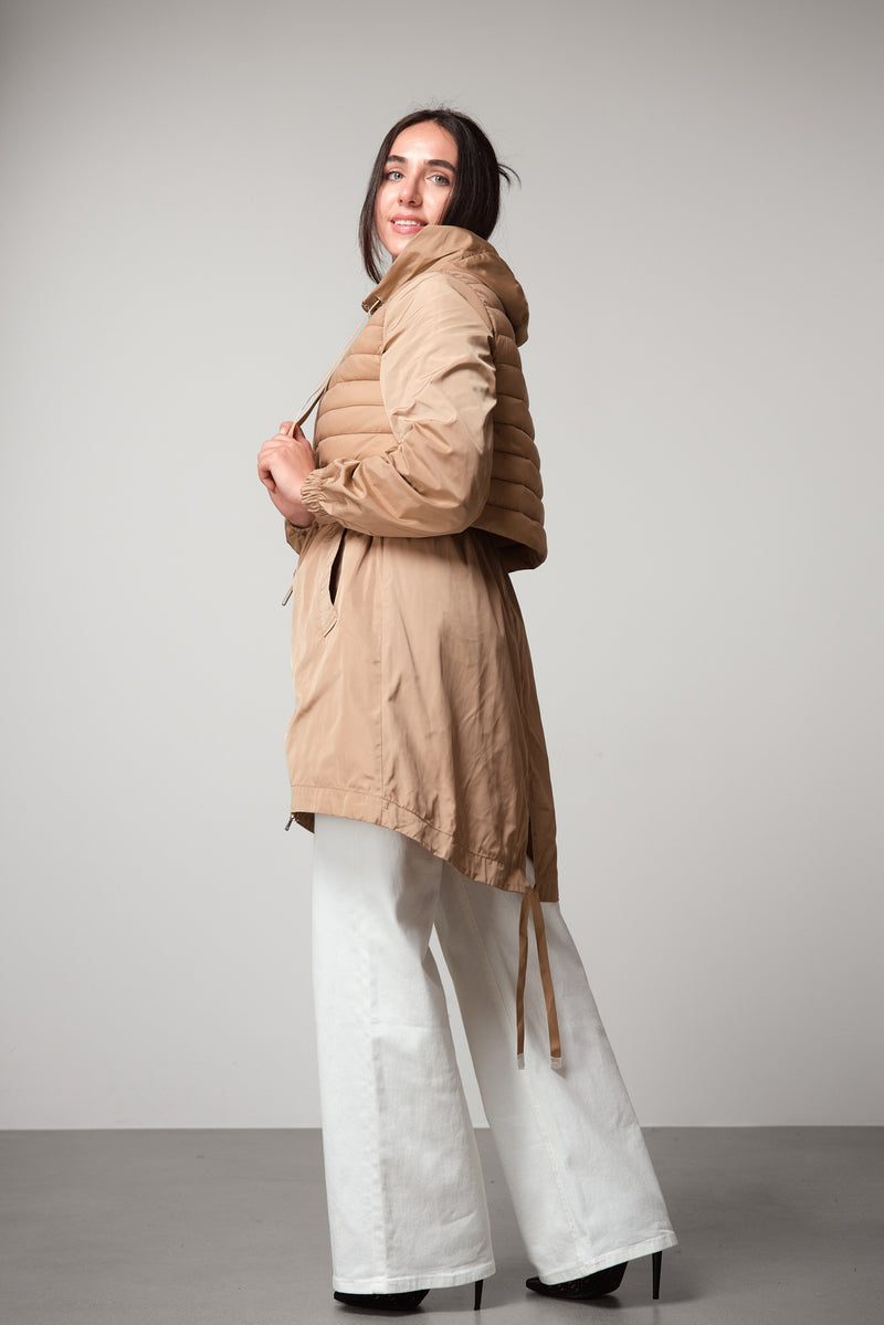 Beige Hooded Puffer Parka