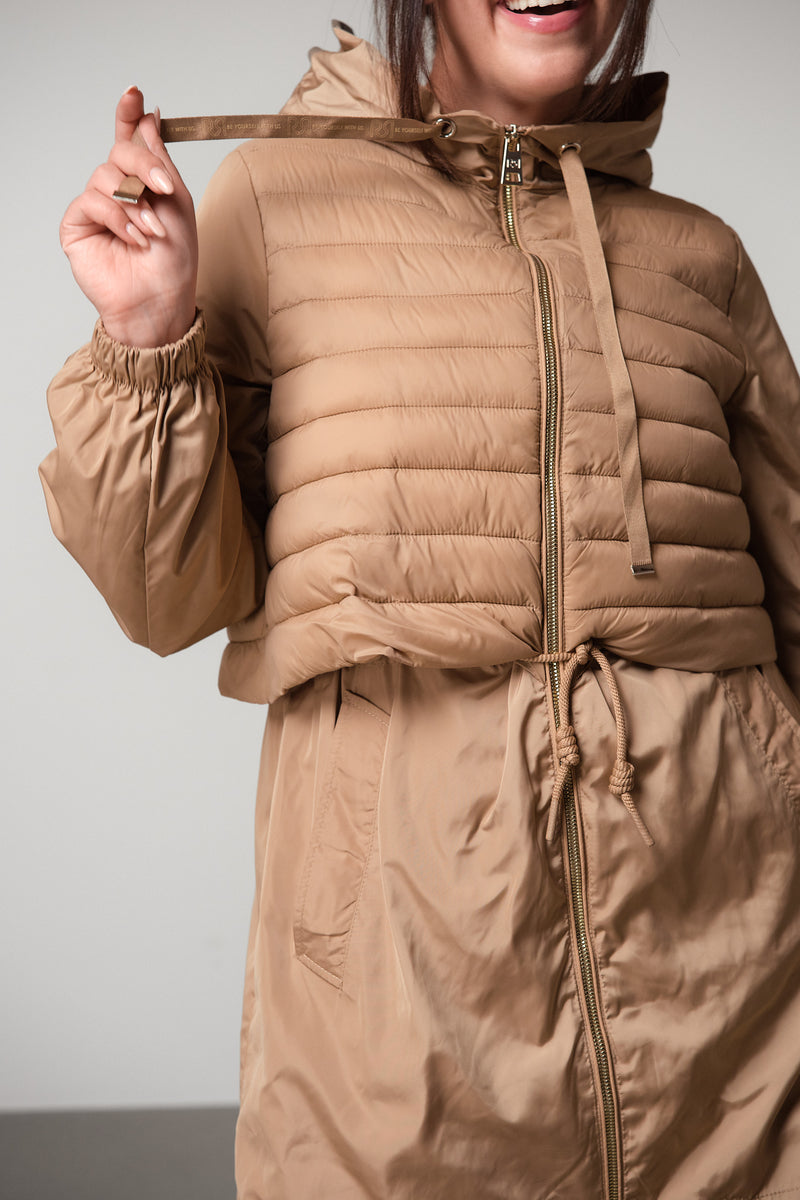 Beige Hooded Puffer Parka