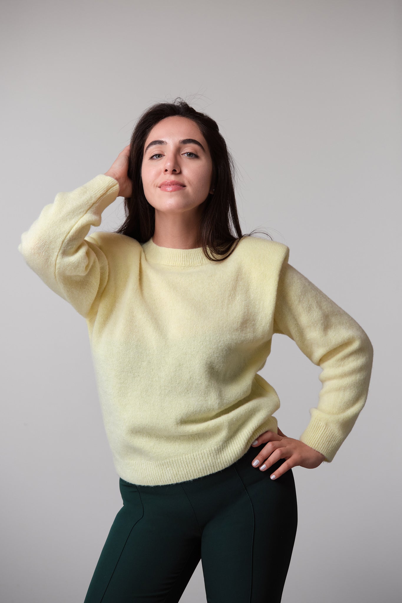 Butter-Yellow Sweater with Shoulder Pads