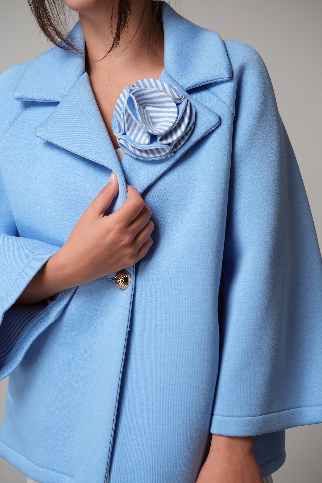 Cropped Coat With Rosette Detail