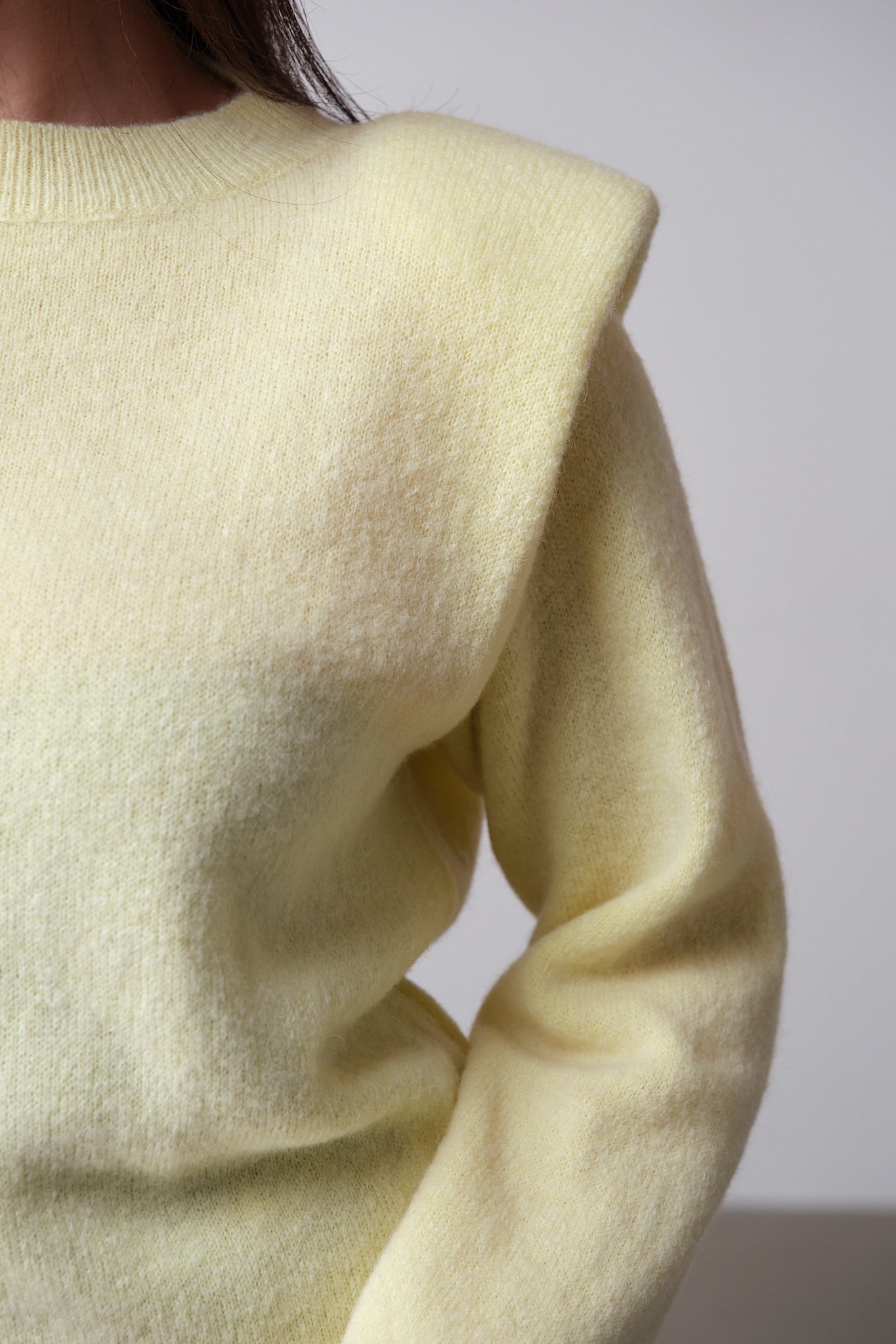 Butter-Yellow Sweater with Shoulder Pads
