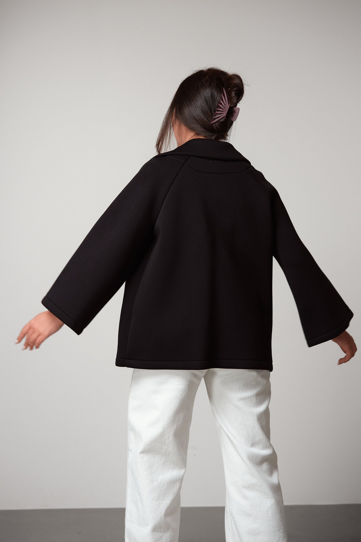 Cropped Coat With Rosette Detail