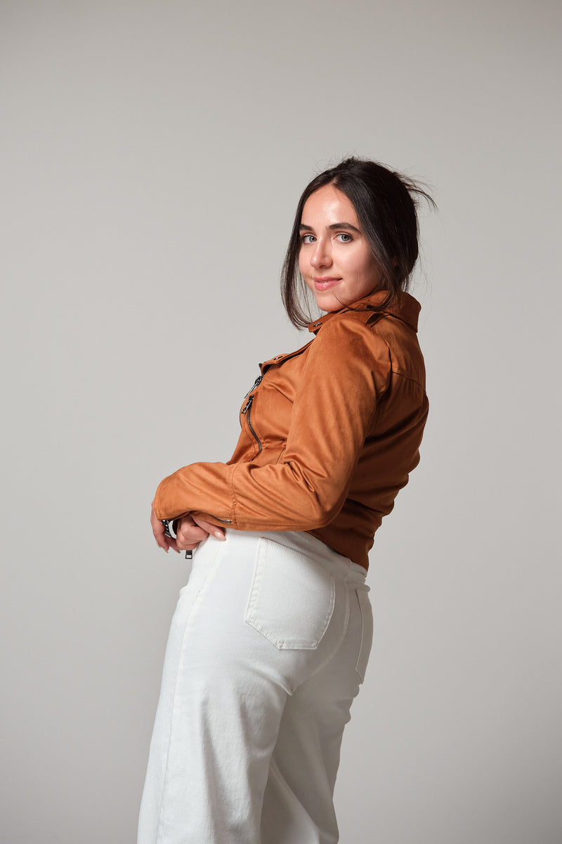 Tan Suede Biker Jacket