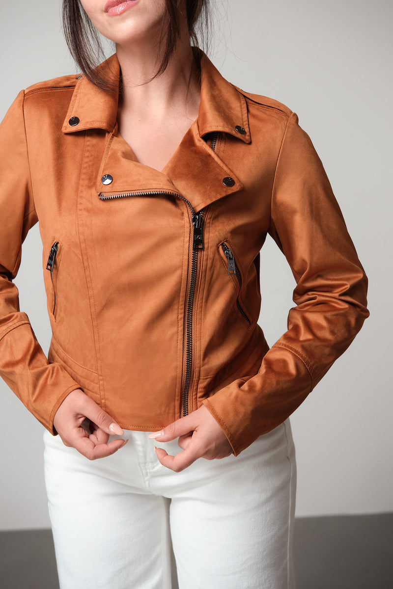 Tan Suede Biker Jacket