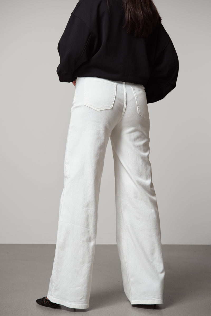 White Wide-Leg High-Rise Jeans