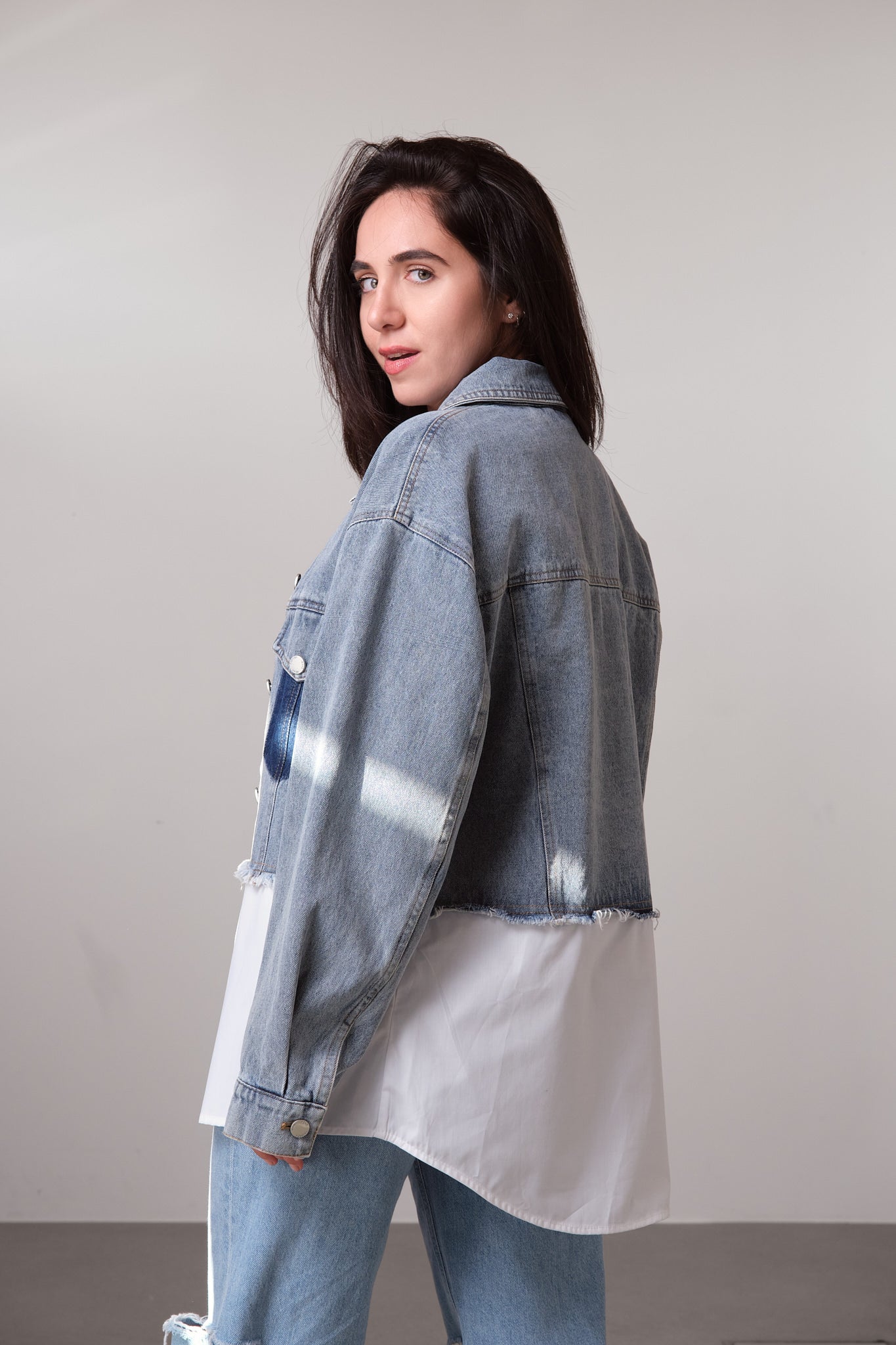 Denim & Shirt Panel Shirt