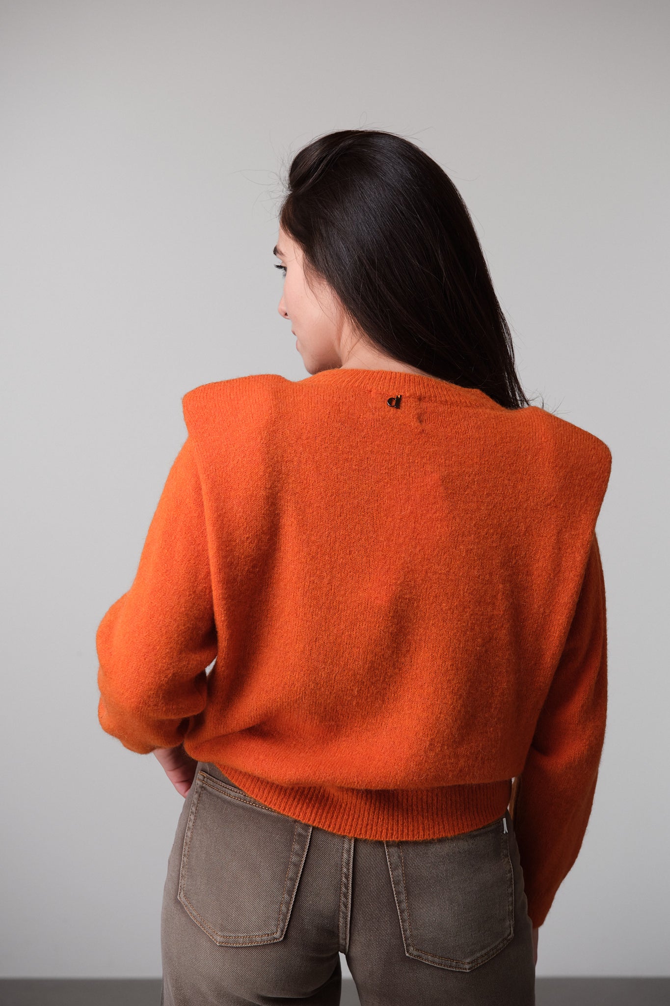Orange Sweater with Shoulder Pads