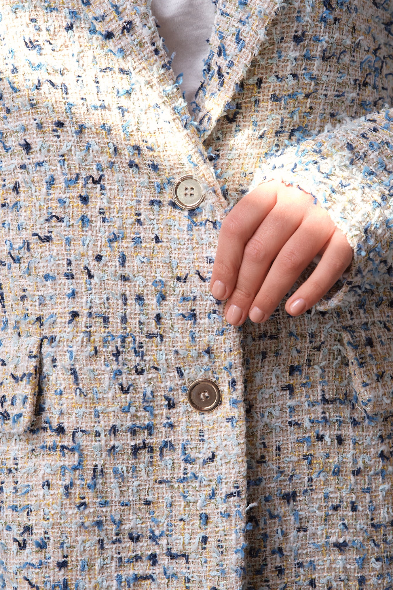 Blue Tweed Oversized Blazer