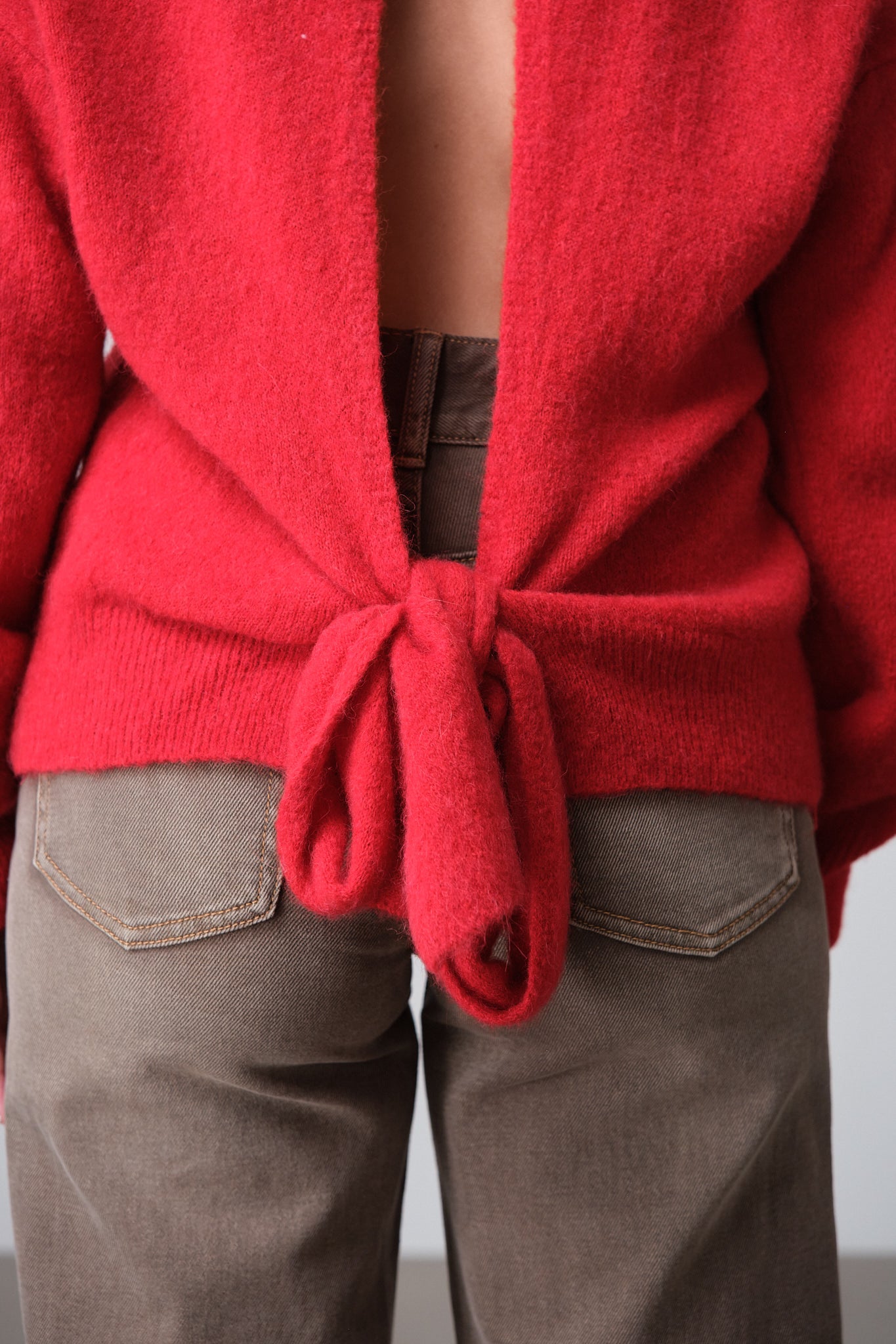 Scarlet Red Open-Back Tie Sweater