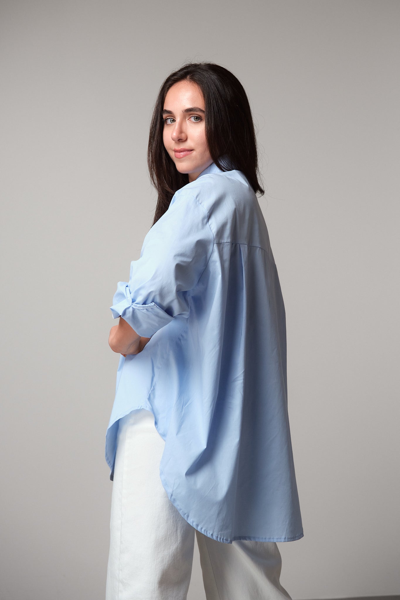 Oversized Shirt With Detachable Jewel Buttons