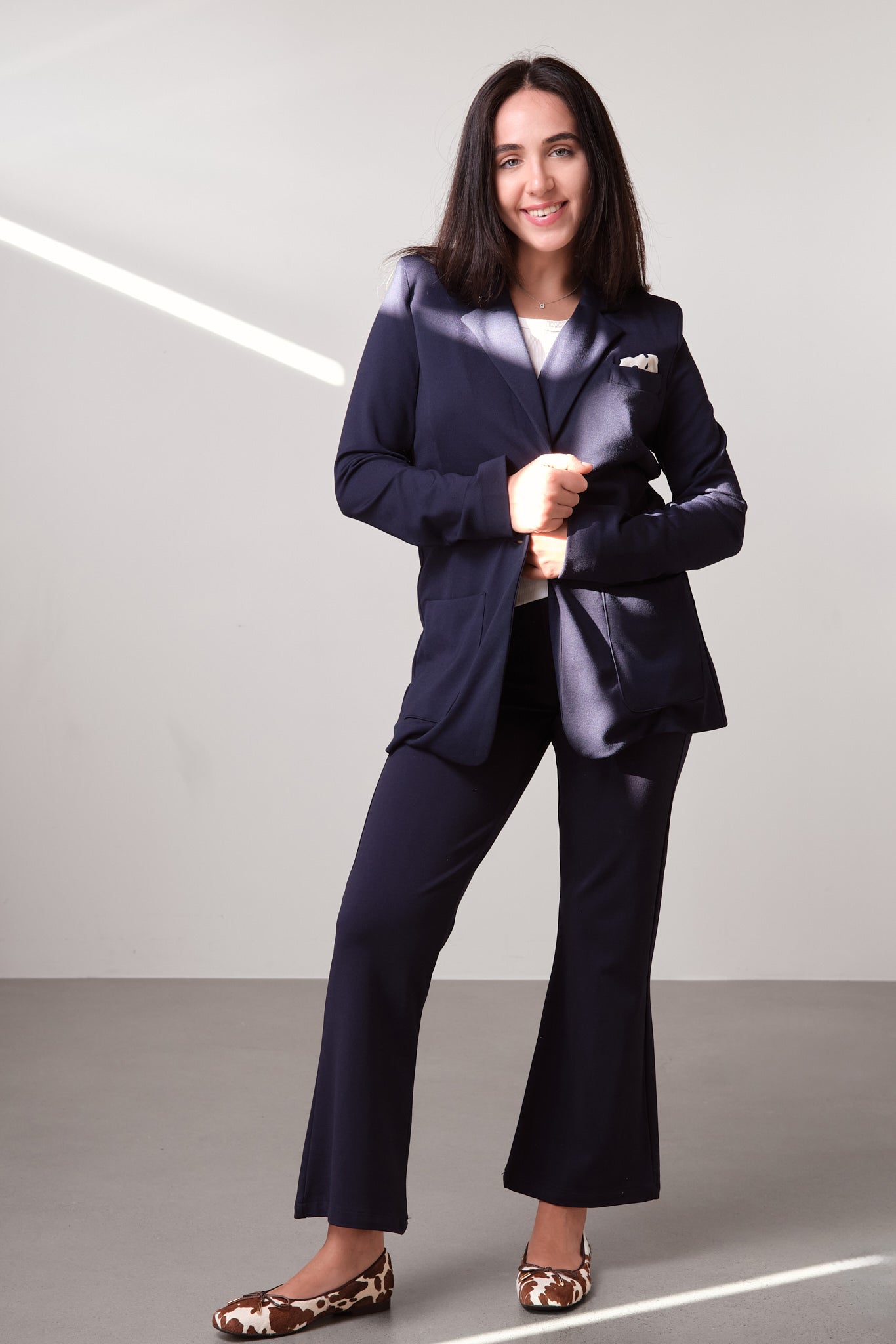 Navy Flared Trousers