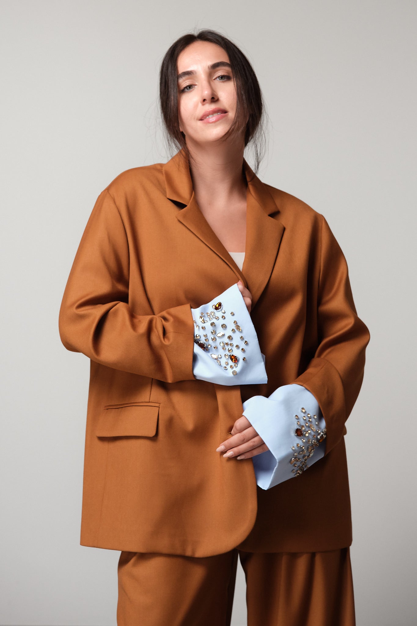 Oversized Blazer With Embellished Cuffs