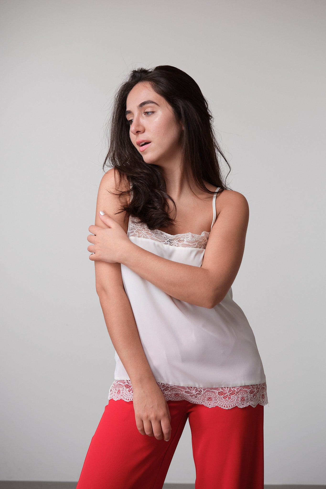 White Lace Trim Camisole