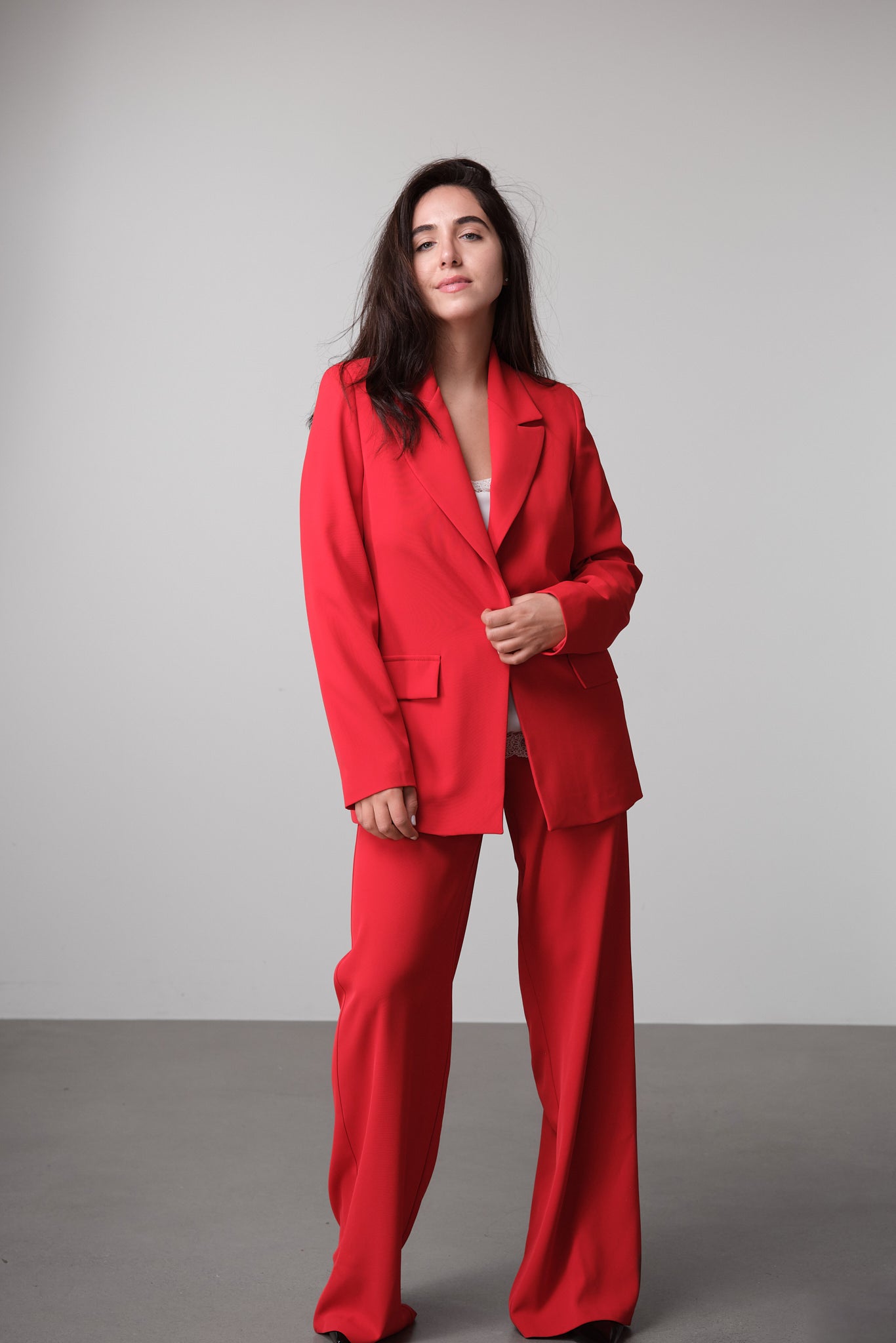 Red Tailored Statement Suit Trousers