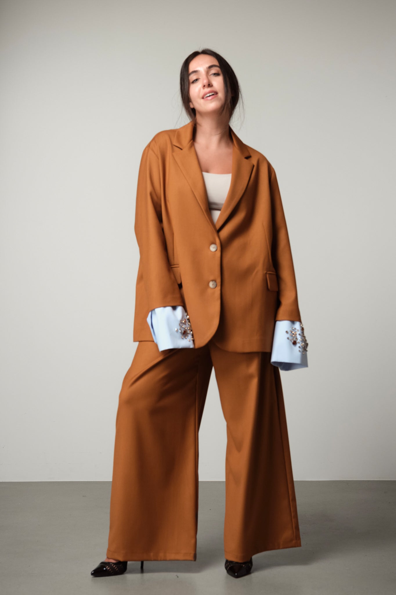 Copper Wide-Leg Trousers