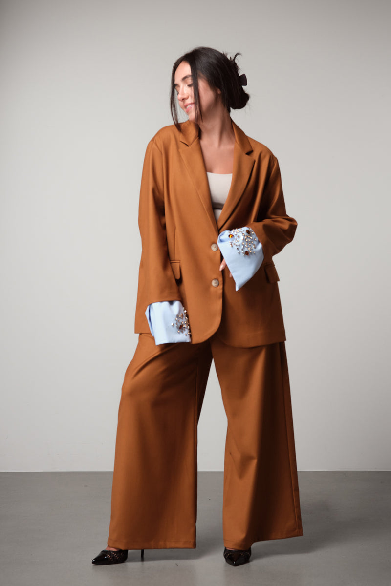 Oversized Blazer With Embellished Cuffs
