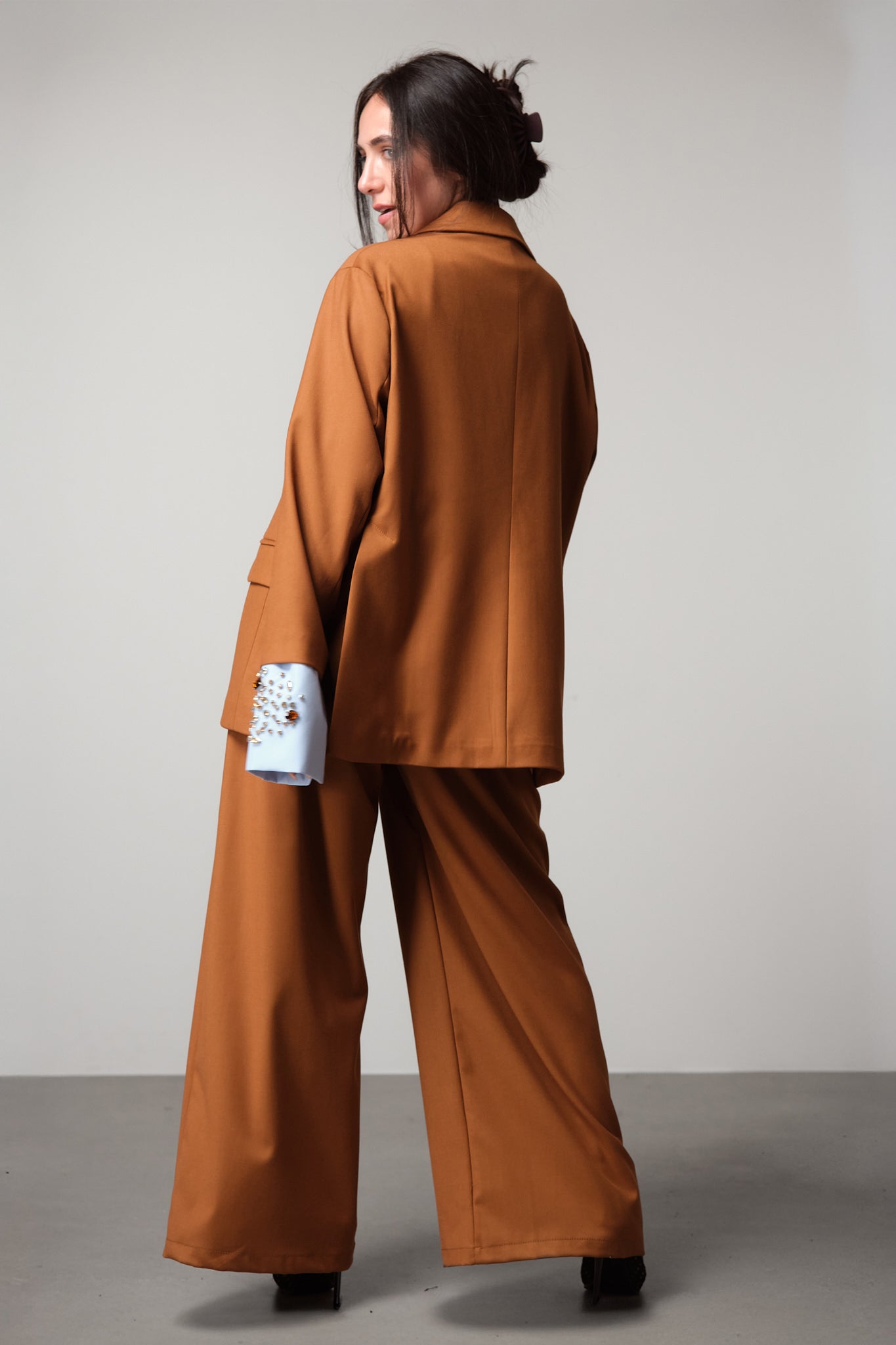 Copper Wide-Leg Trousers