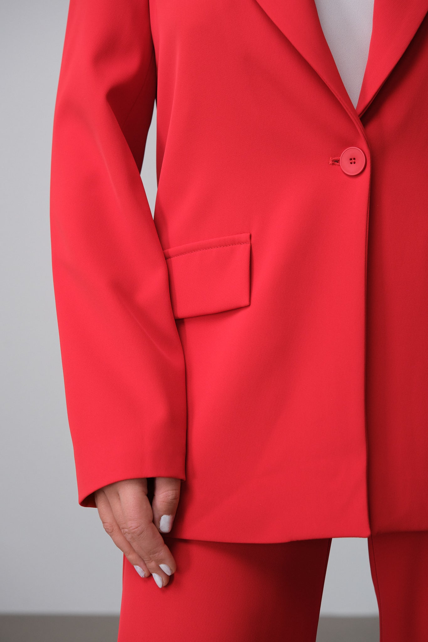 Red Single-Button Blazer