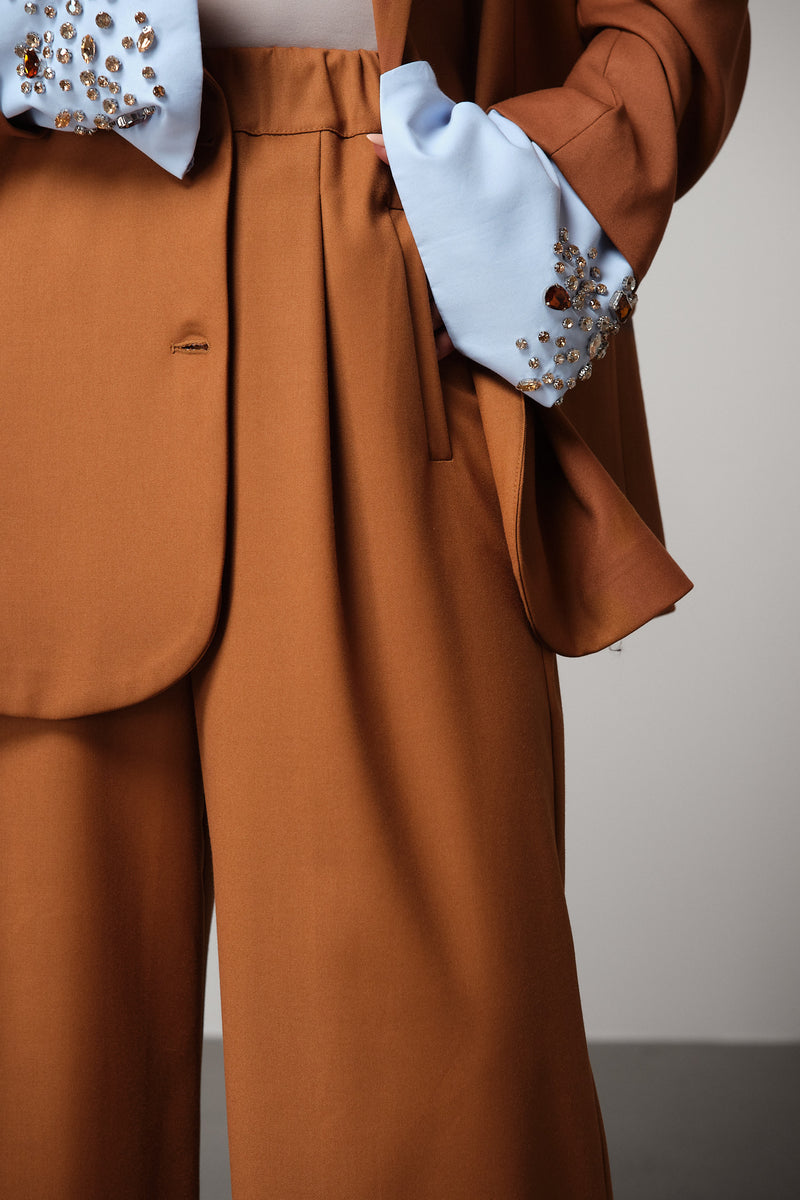 Copper Wide-Leg Trousers