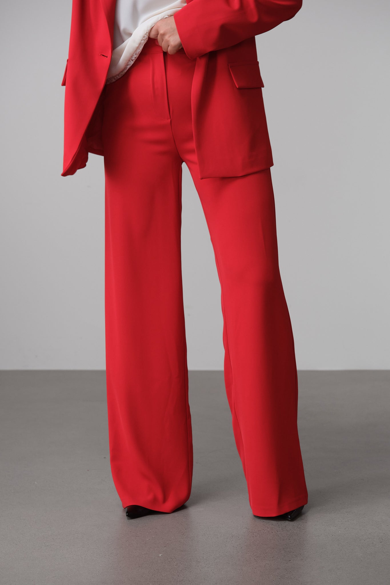 Red Tailored Statement Suit Trousers