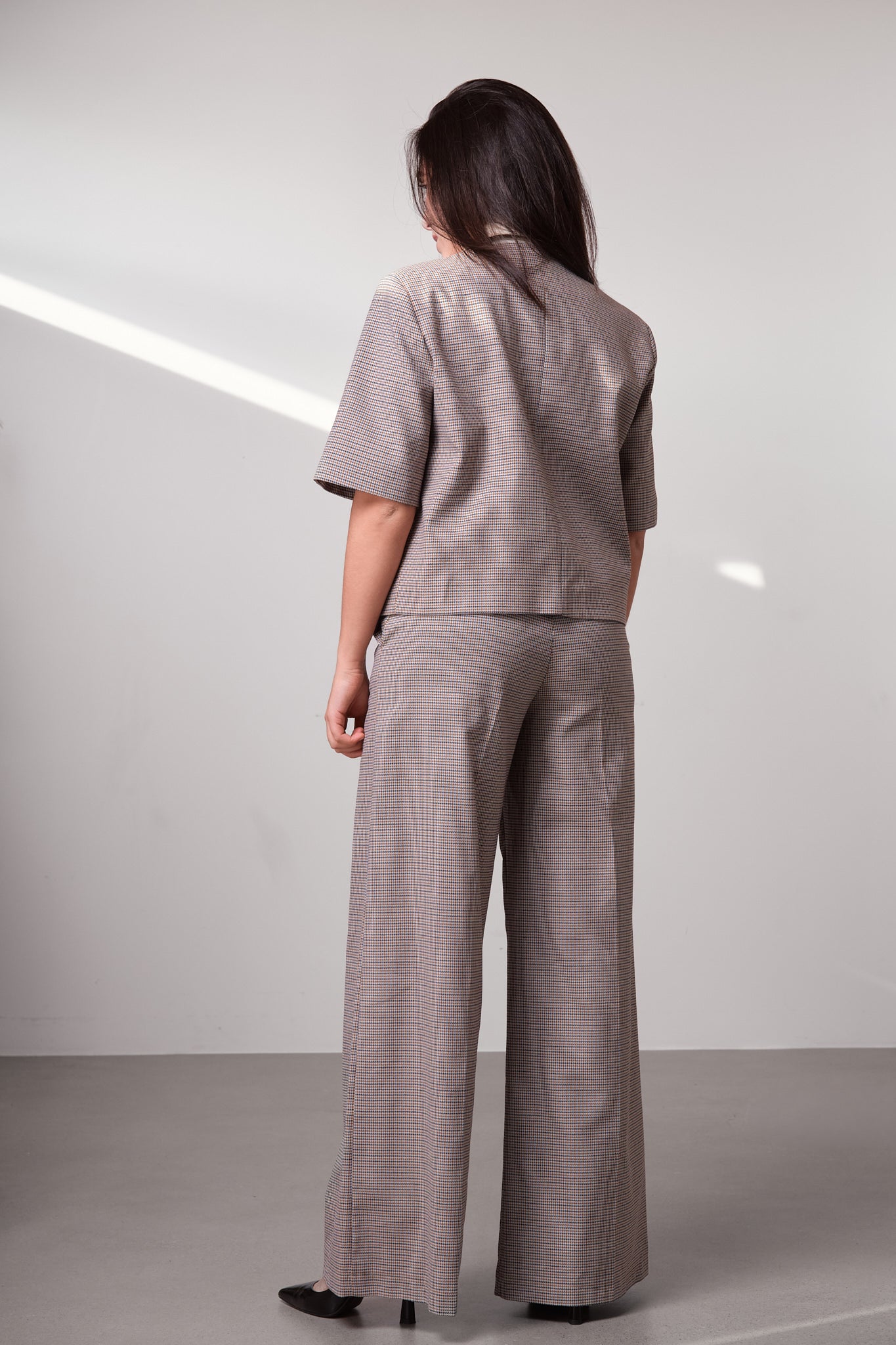 Checked Wide-Leg Trousers