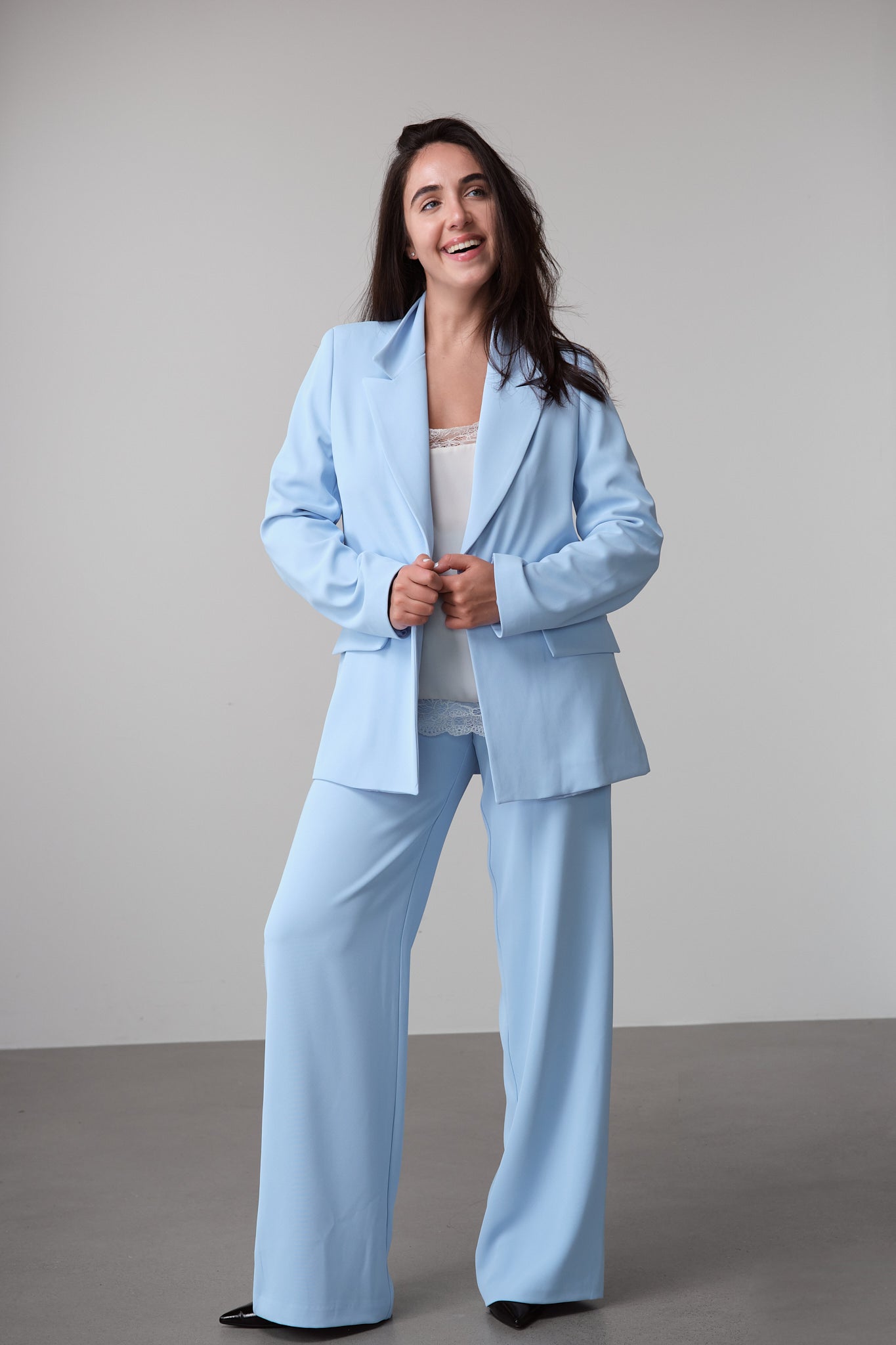 Baby Blue Single-Button Blazer