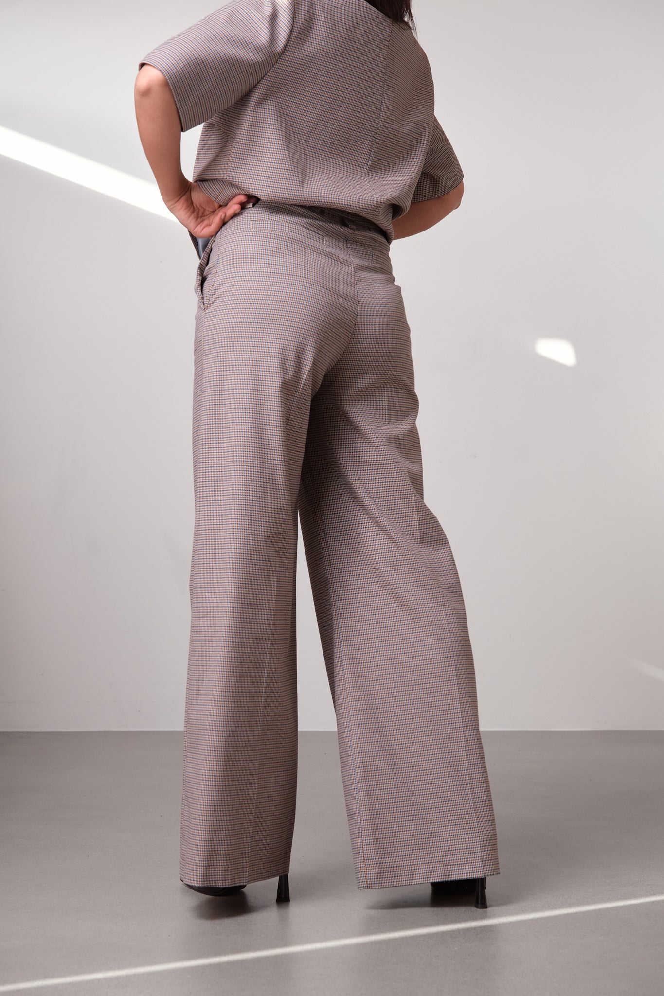 Checked Wide-Leg Trousers