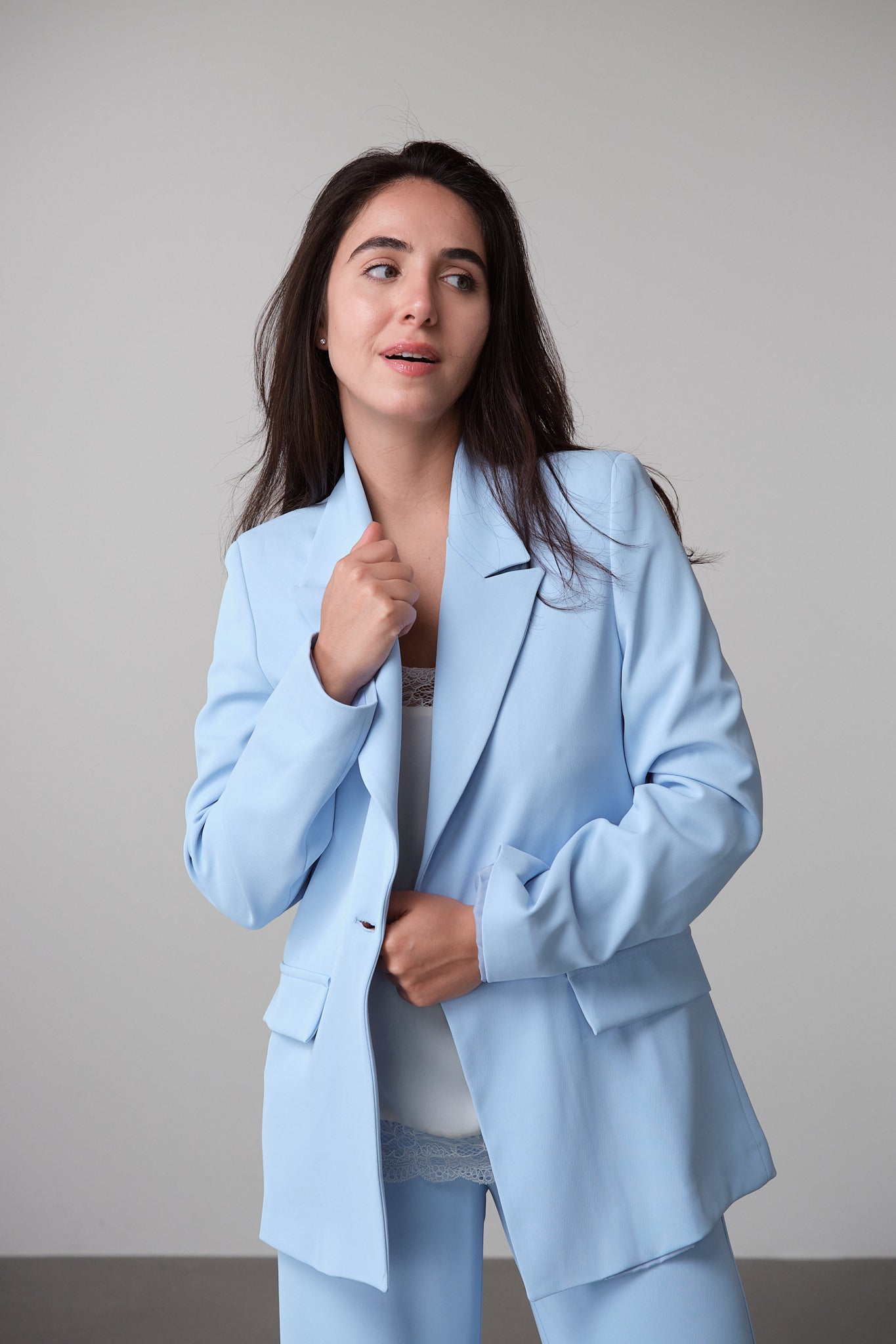 Baby Blue Single-Button Blazer