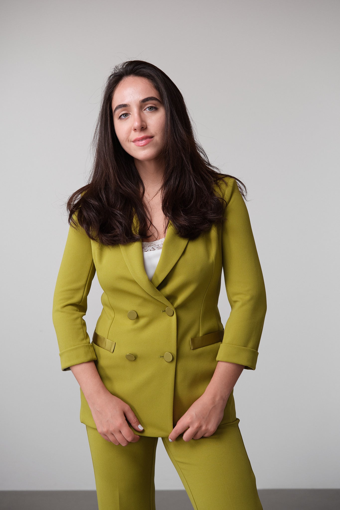 Olive Double-Breasted Blazer