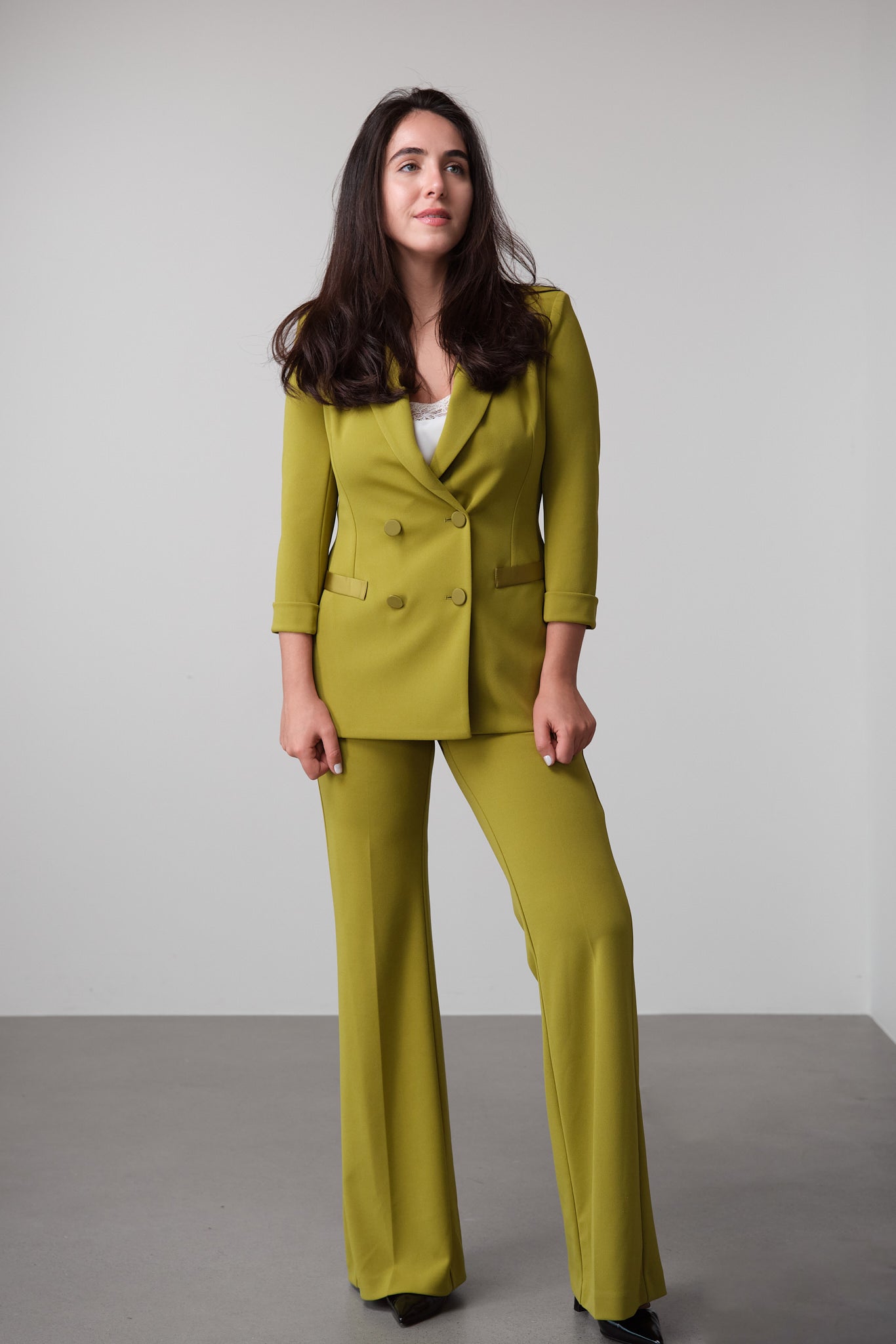 Olive Fluid Tailored Trousers