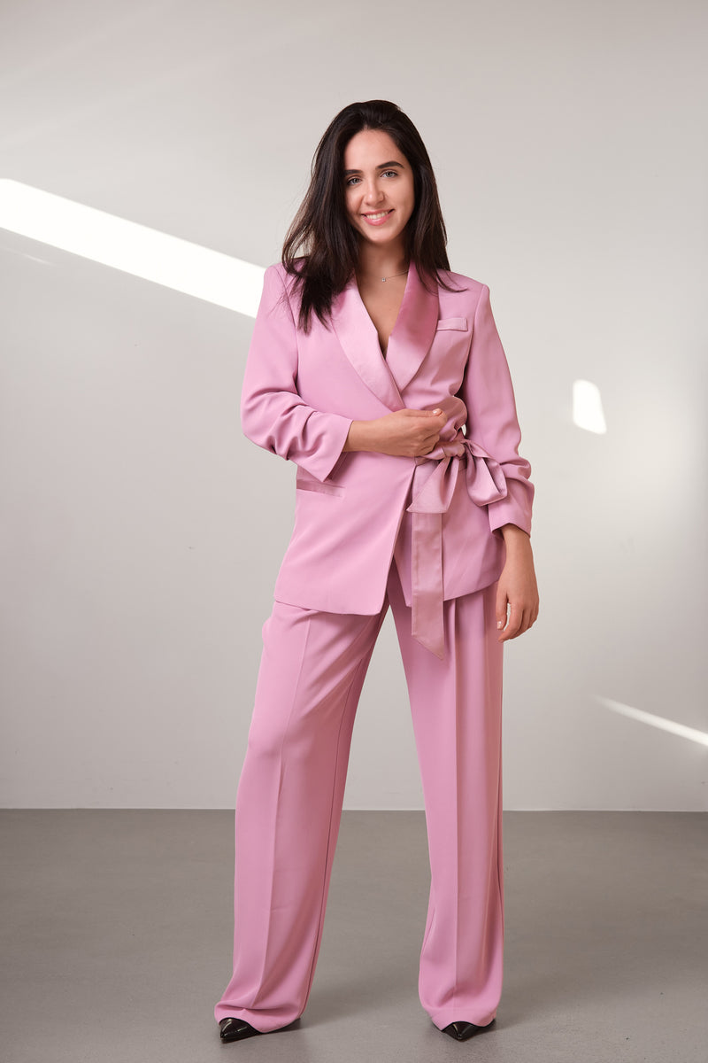 Pink Tailored Contrast Trousers