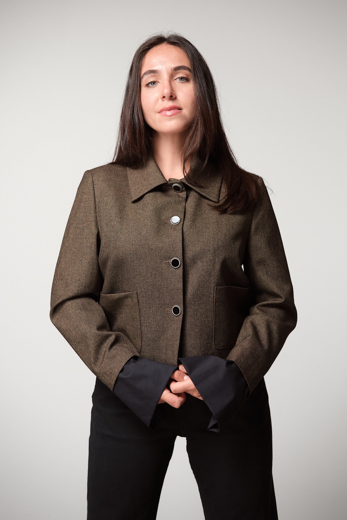 Boxy Blazer with Detachable Cuffs