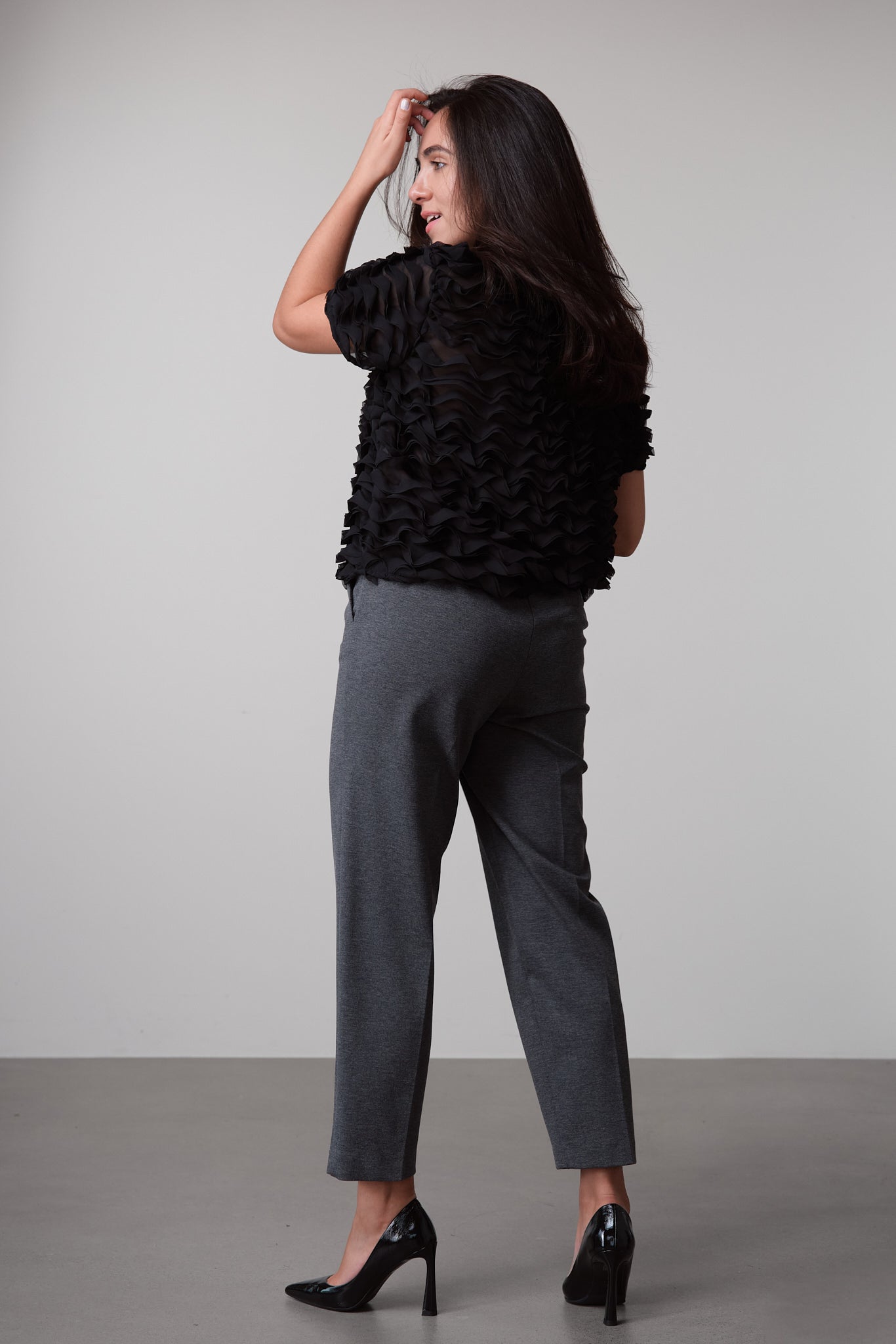 Grey Tapered Cigarette Trousers