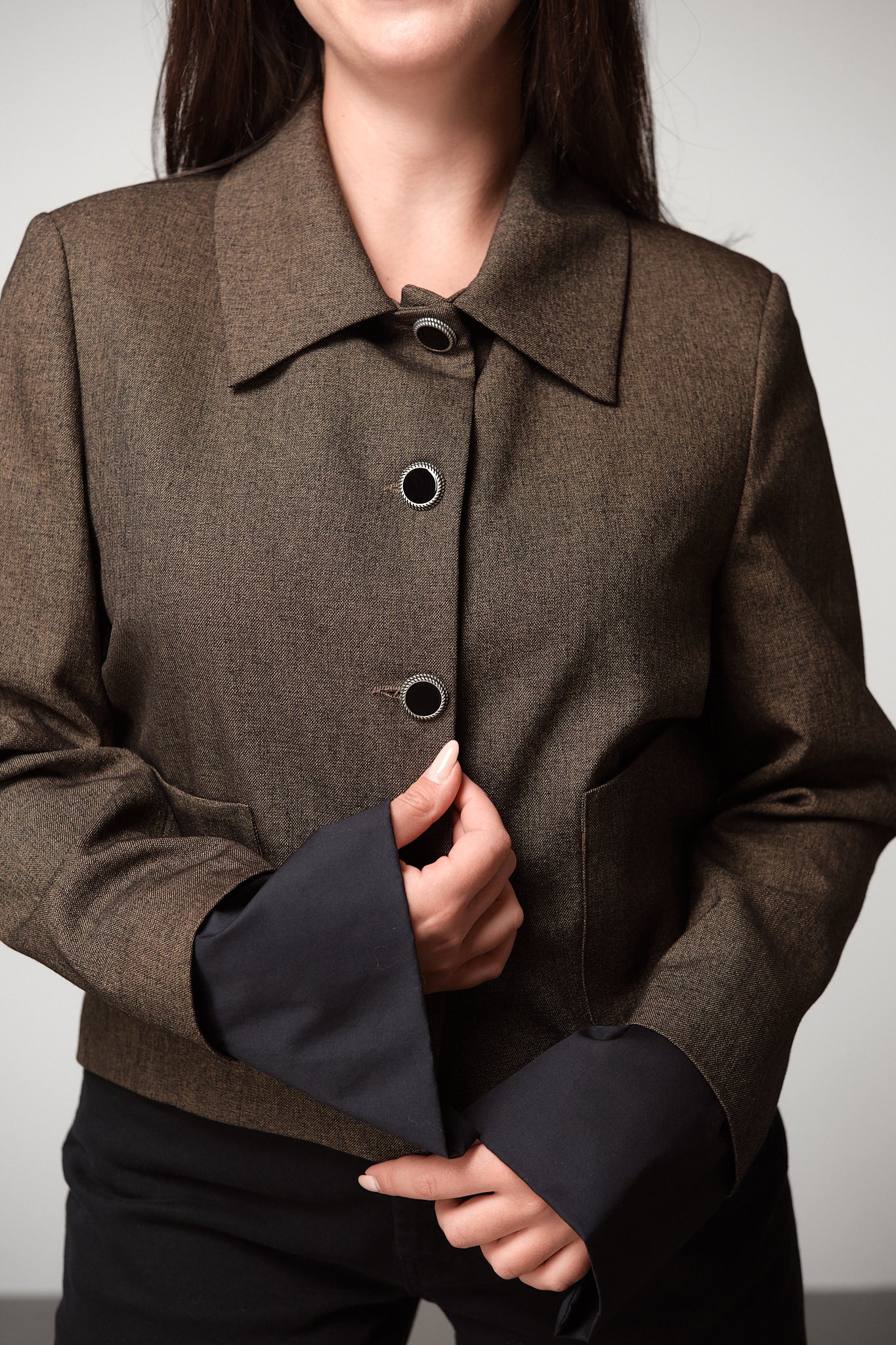 Boxy Blazer with Detachable Cuffs