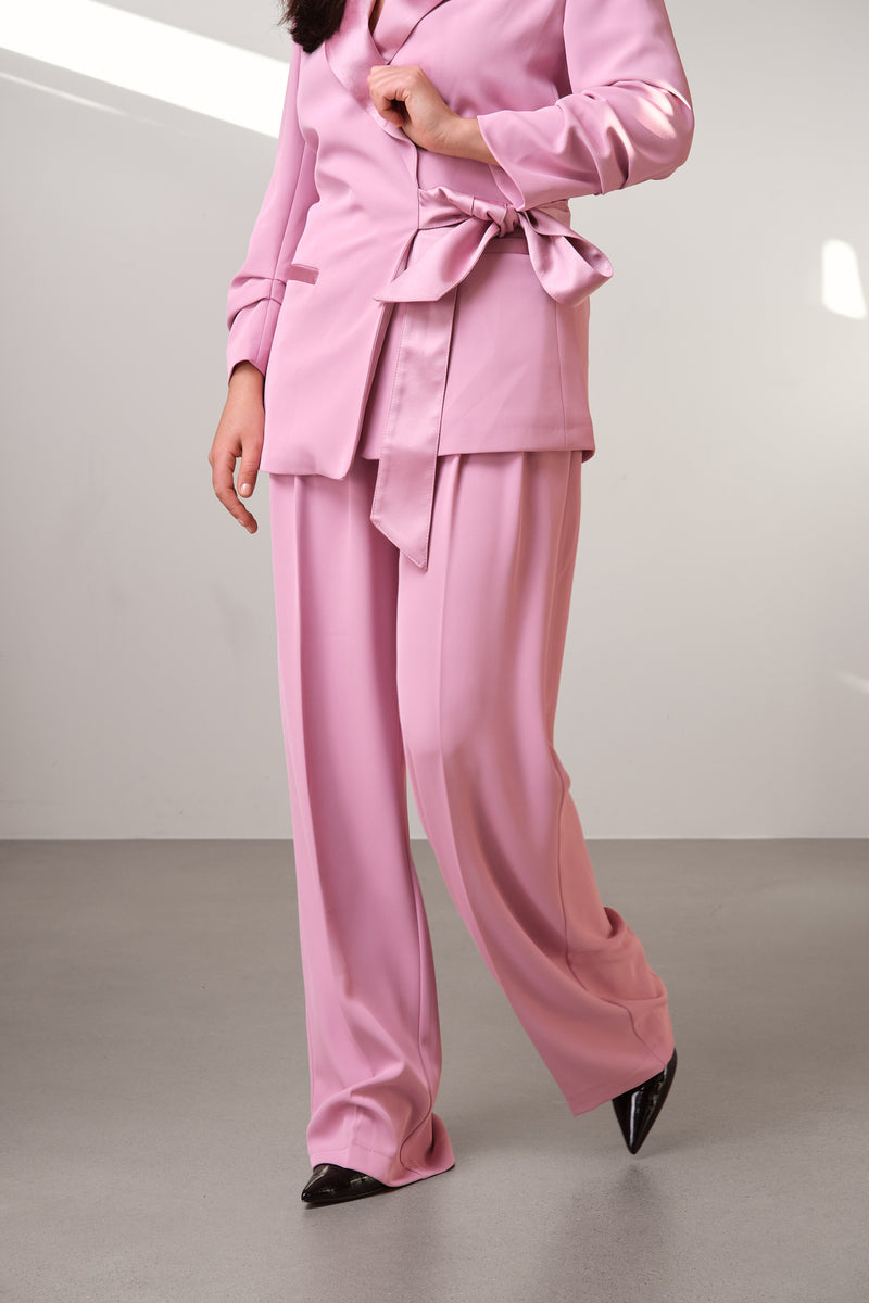 Pink Tailored Contrast Trousers