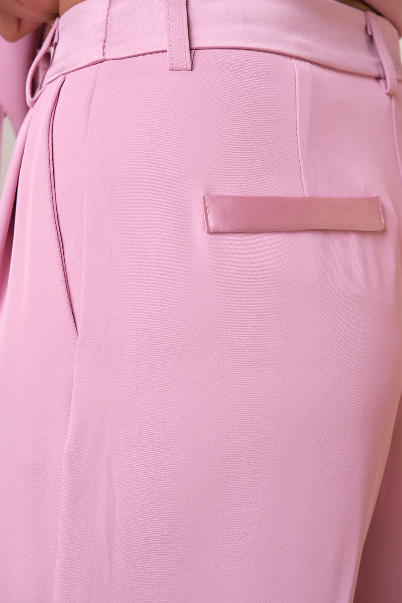 Pink Tailored Contrast Trousers