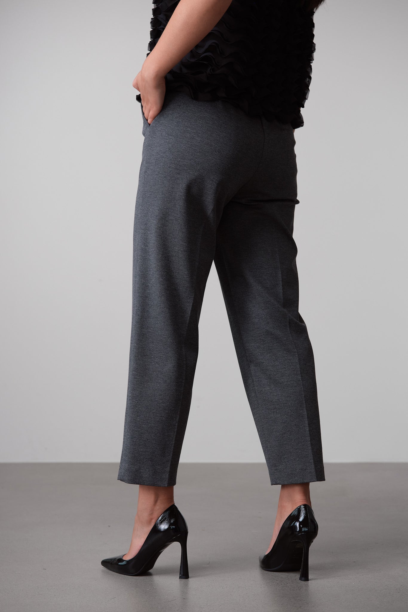 Grey Tapered Cigarette Trousers