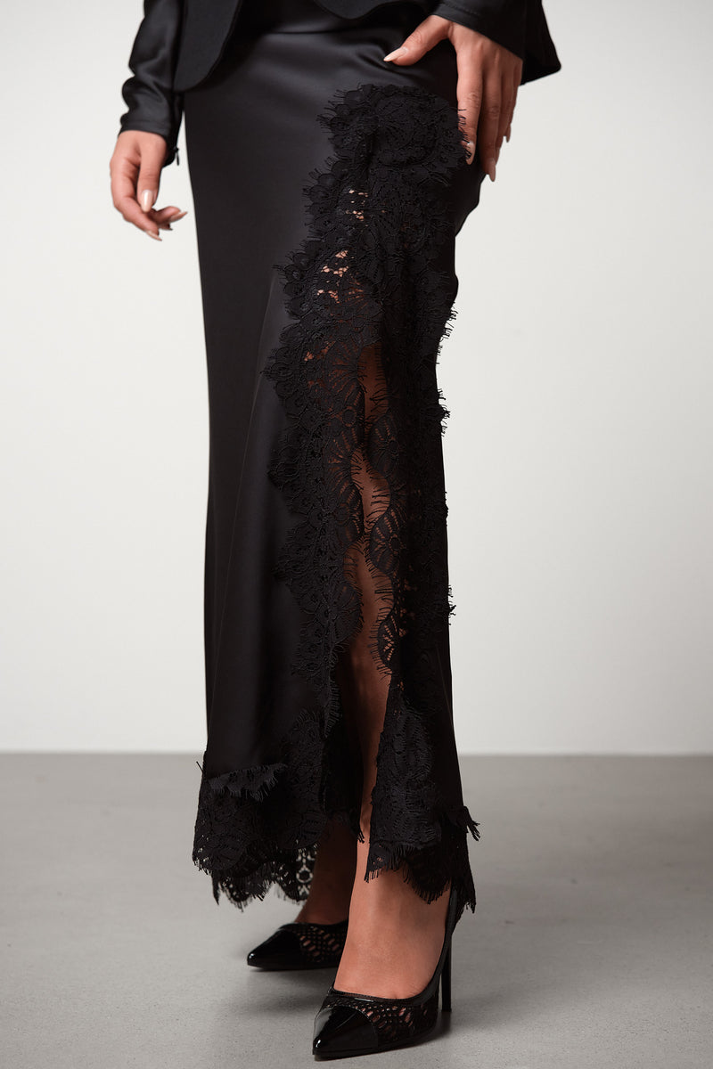 Satin Lace Maxi Dress