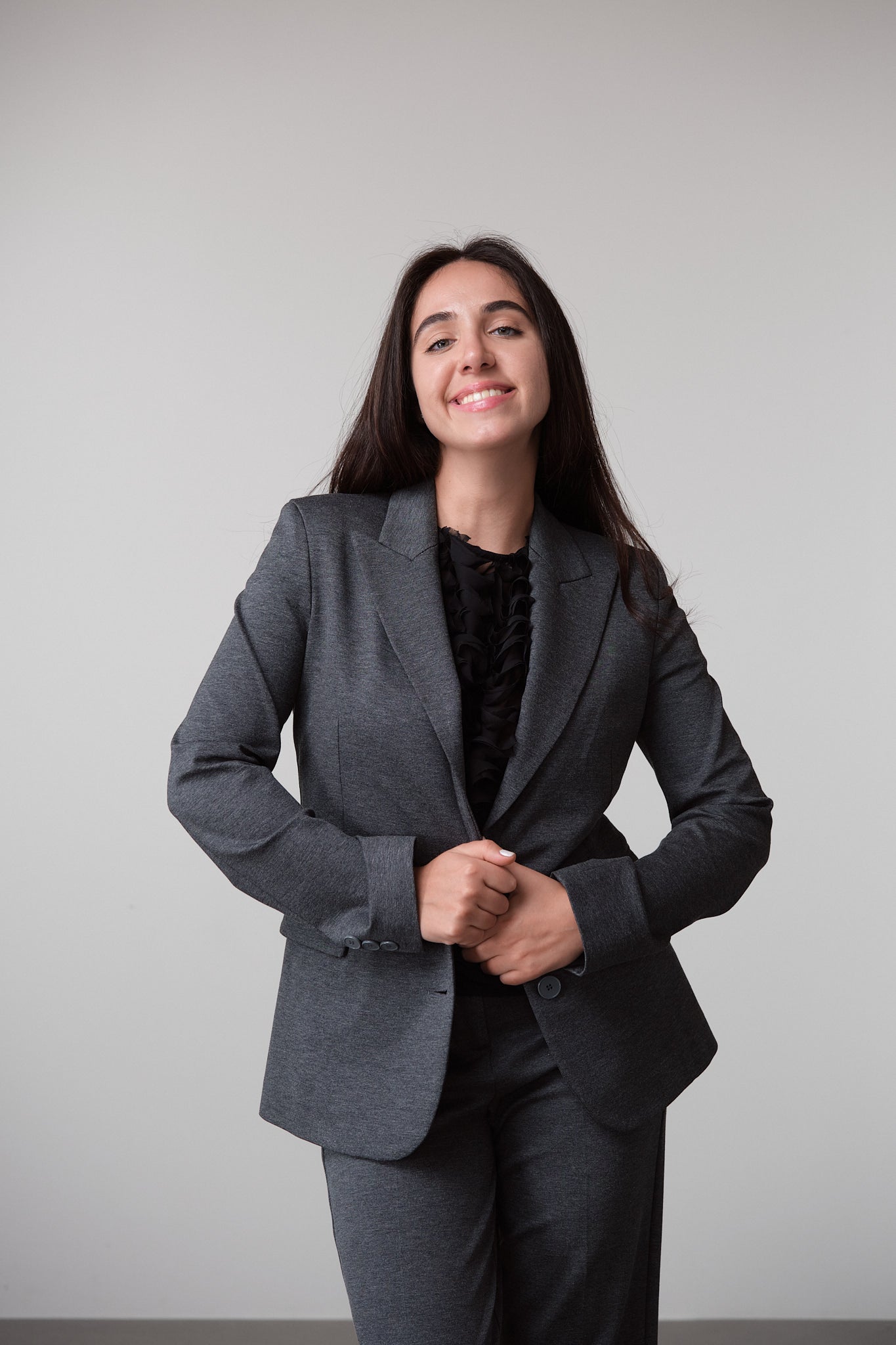 Grey Single-Breasted Tailored Blazer