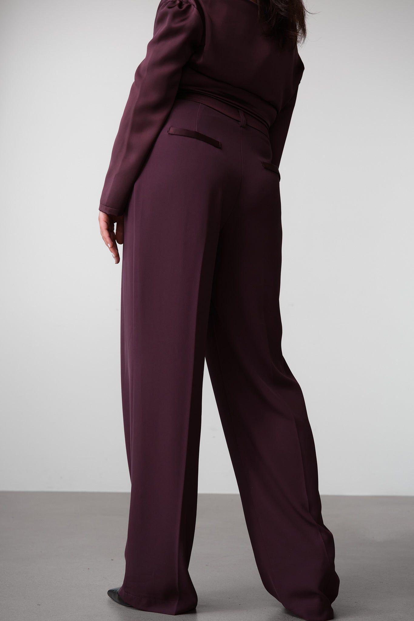 Cherry Lacquer High-Rise Palazzo Trousers