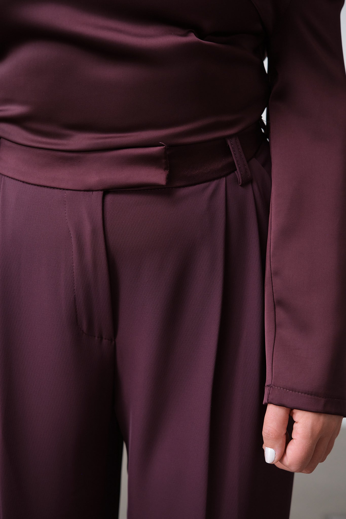 Cherry Lacquer High-Rise Palazzo Trousers