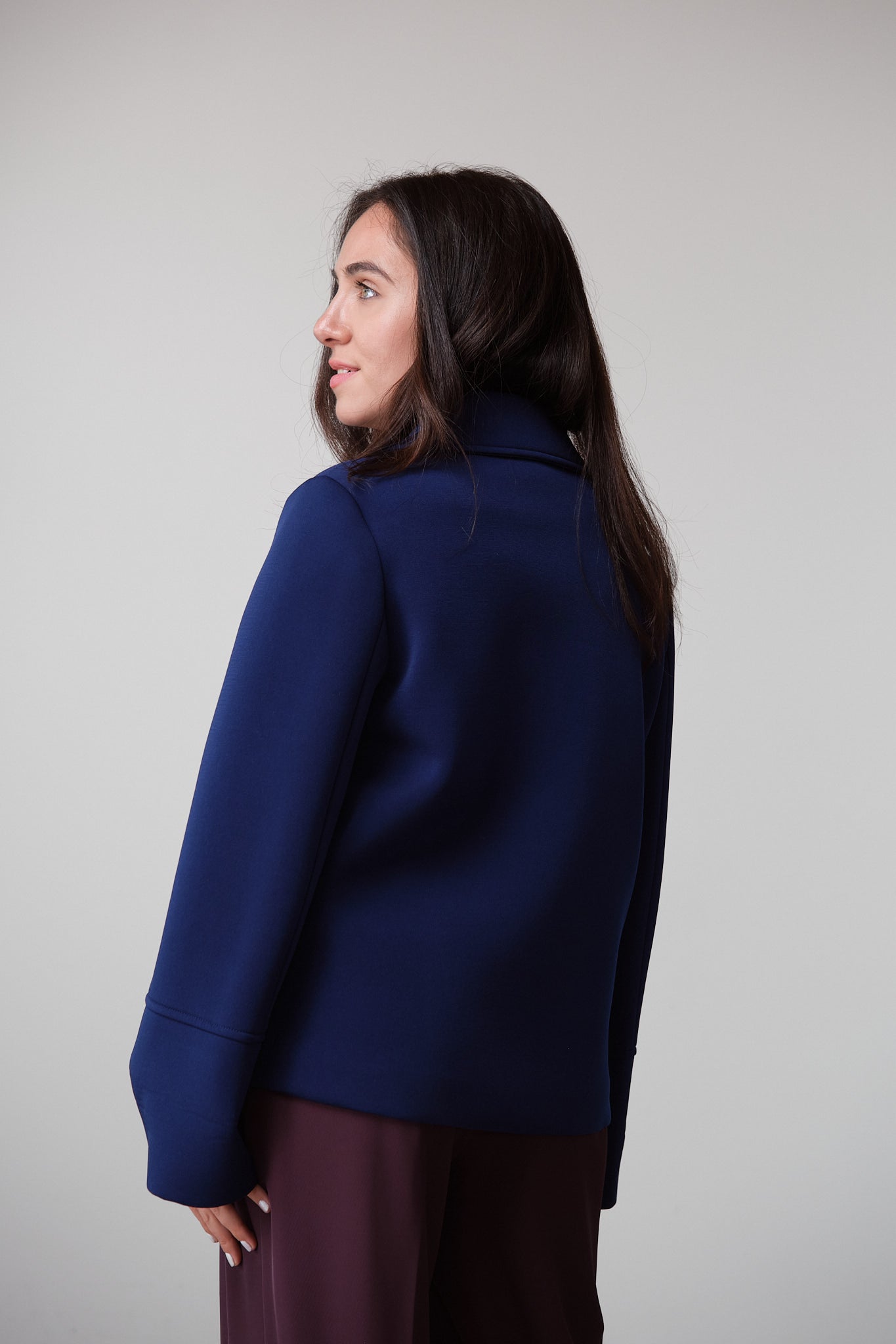 Navy Blazer-Jacket with Burgundy Lining