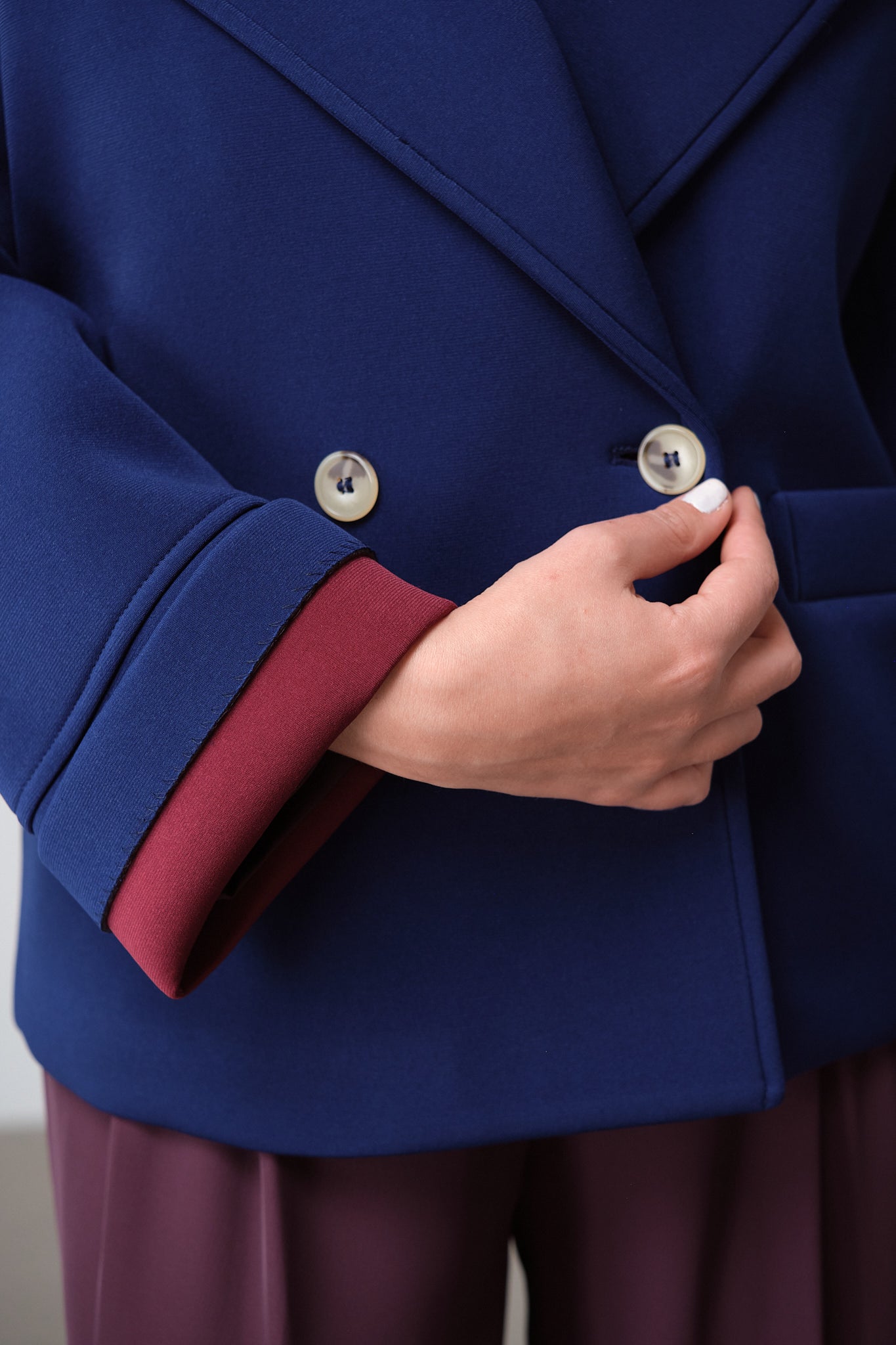Navy Blazer-Jacket with Burgundy Lining