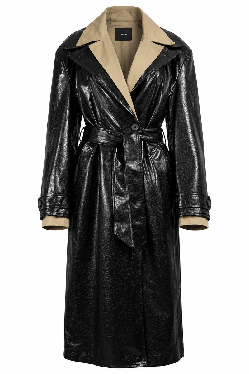 Black Patent Leather Trench Coat