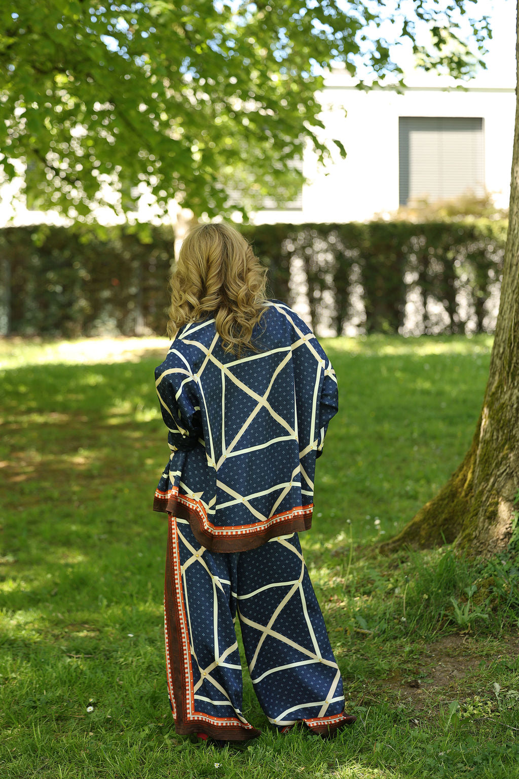 Navy Geometric Print Co-ord Set